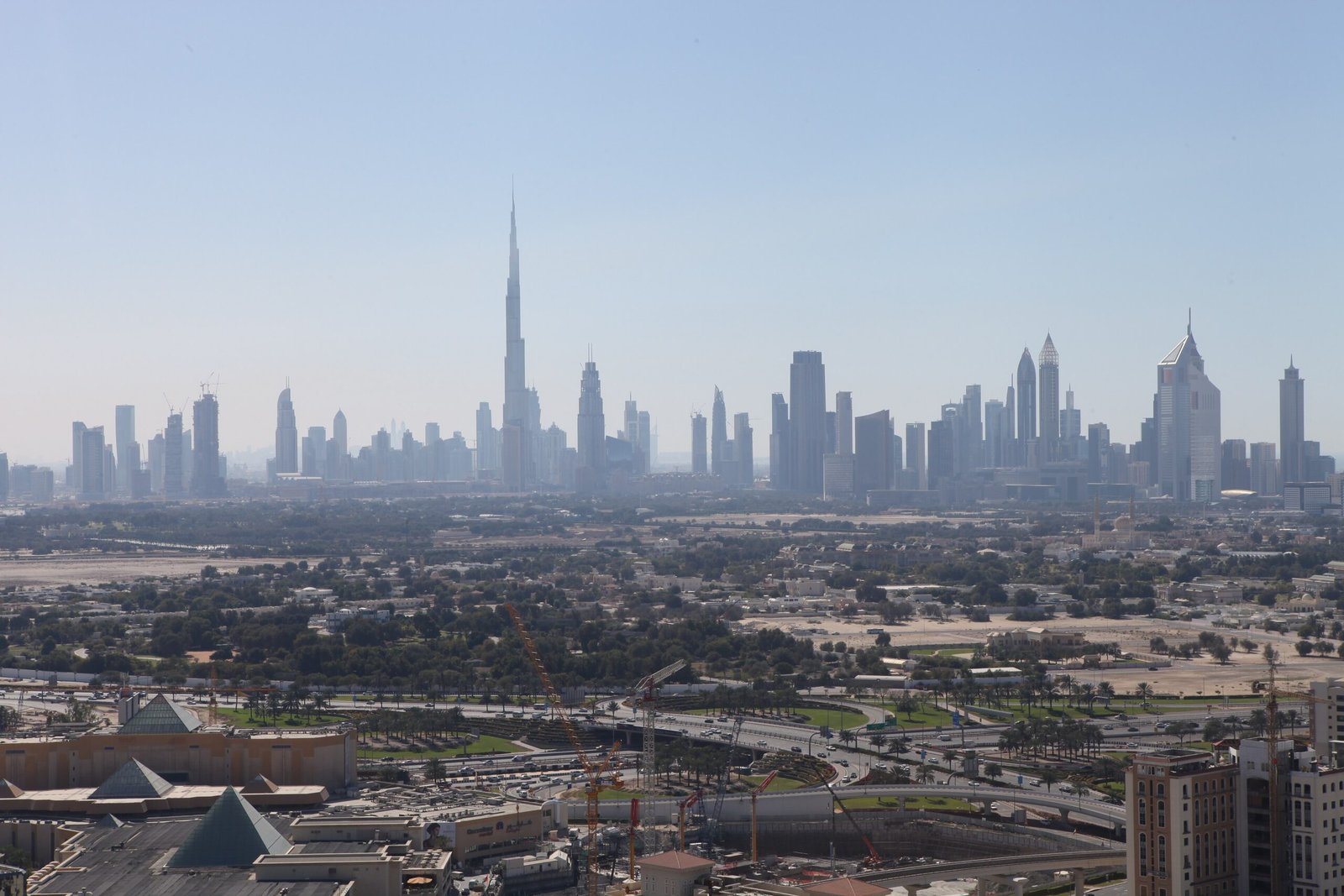 The Dubai skyline with the Burj Khalifa rising above Downtown