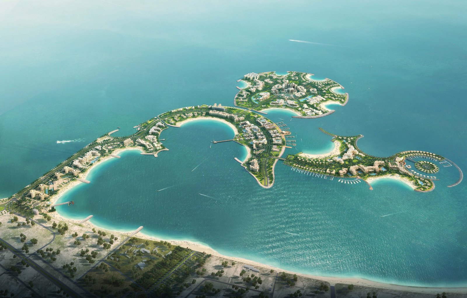 This is the aerial view of Al Marjan Island which shows all four islands.