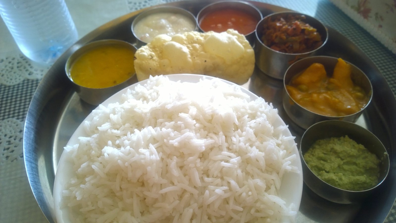 Vegetarian thali at an Indian restaurant in Dubai