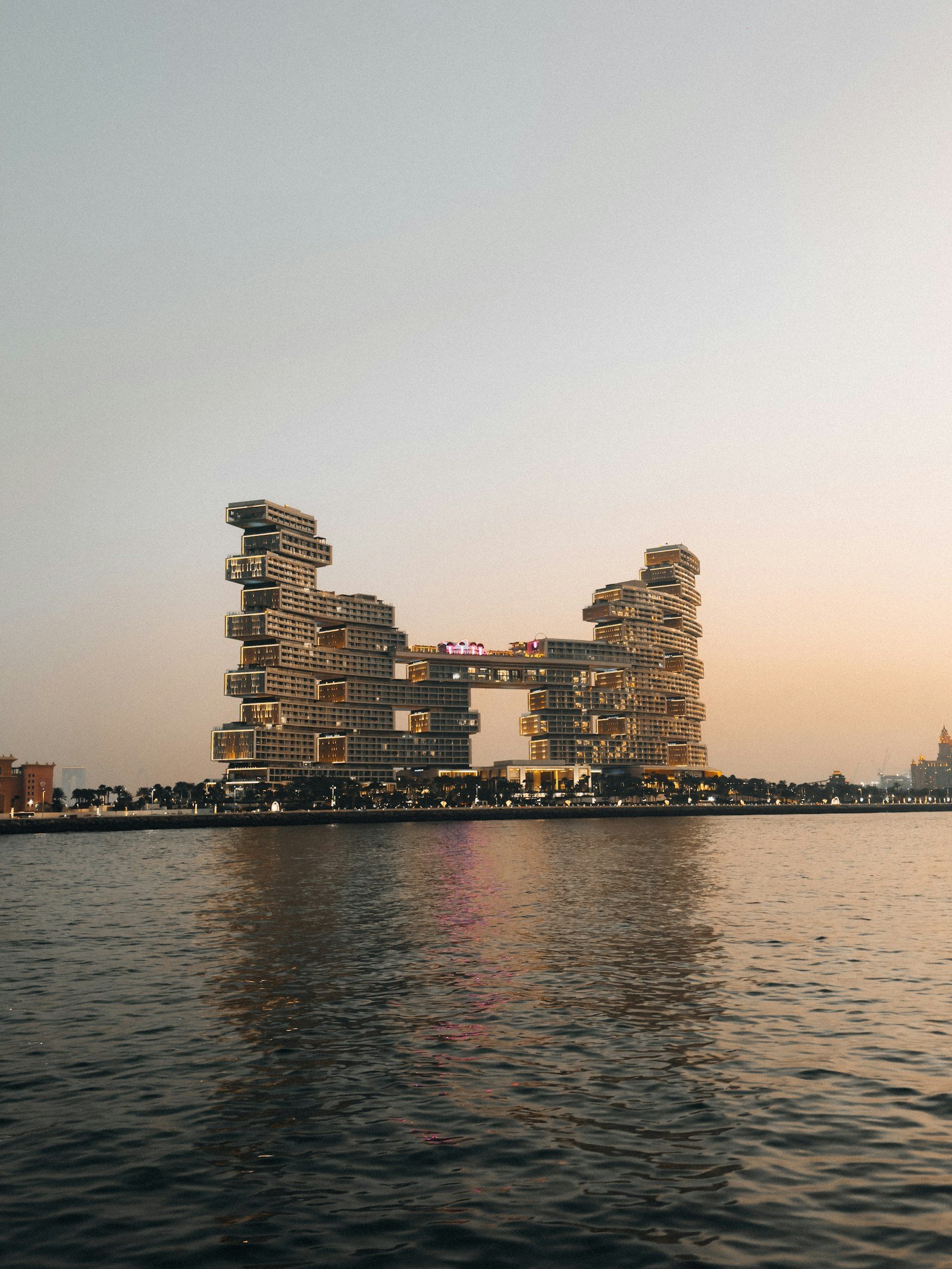 The illuminated terraces of Atlantis The Royal in Dubai